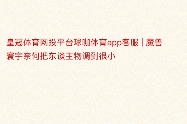 皇冠体育网投平台球咖体育app客服 | 魔兽寰宇奈何把东谈主物调到很小