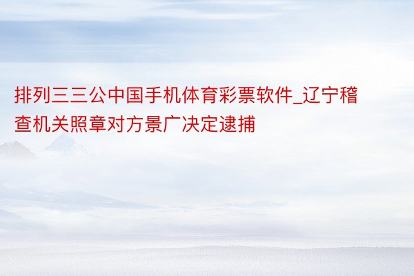 排列三三公中国手机体育彩票软件_辽宁稽查机关照章对方景广决定逮捕