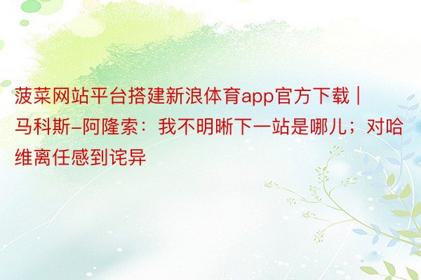 菠菜网站平台搭建新浪体育app官方下载 | 马科斯-阿隆索：我不明晰下一站是哪儿；对哈维离任感到诧异