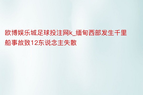 欧博娱乐城足球投注网k_缅甸西部发生千里船事故致12东说念主失散